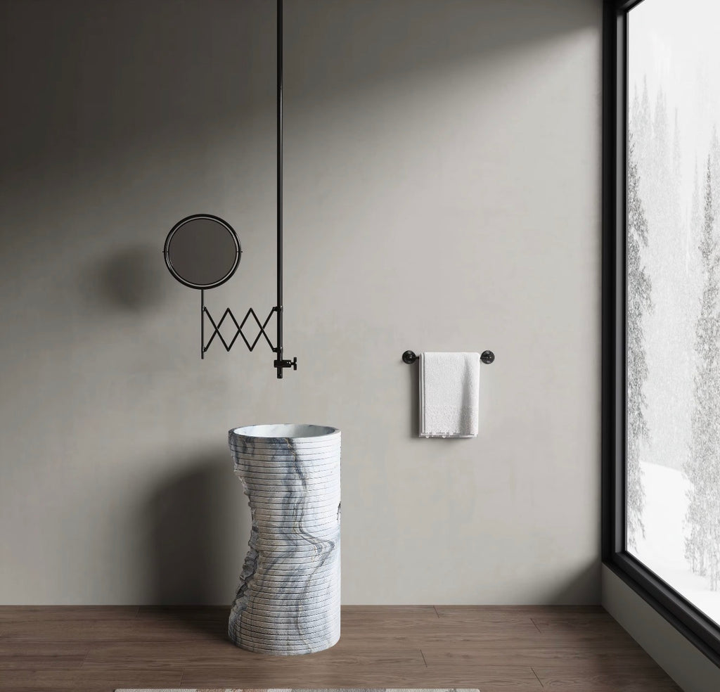 Lorenza Sculptural Stone Pedestal Sink