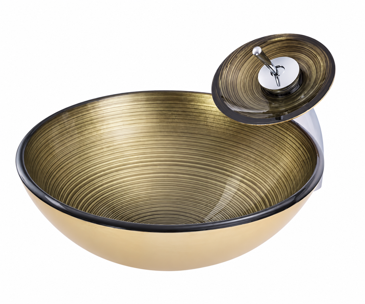 Serafina Tempered Glass Vessel Sink Set
