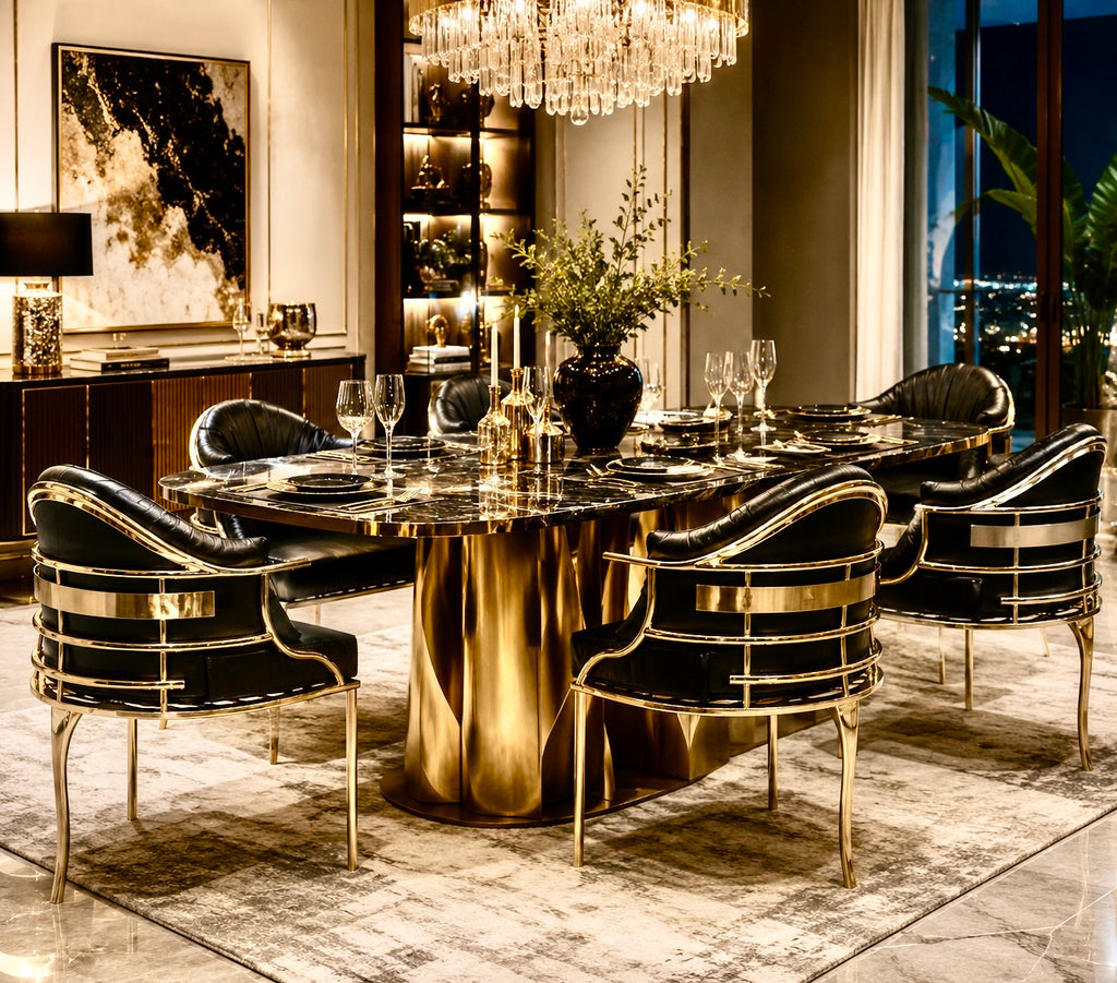 Casa Milano – Monaco Black & Gold Designer Dining Chair