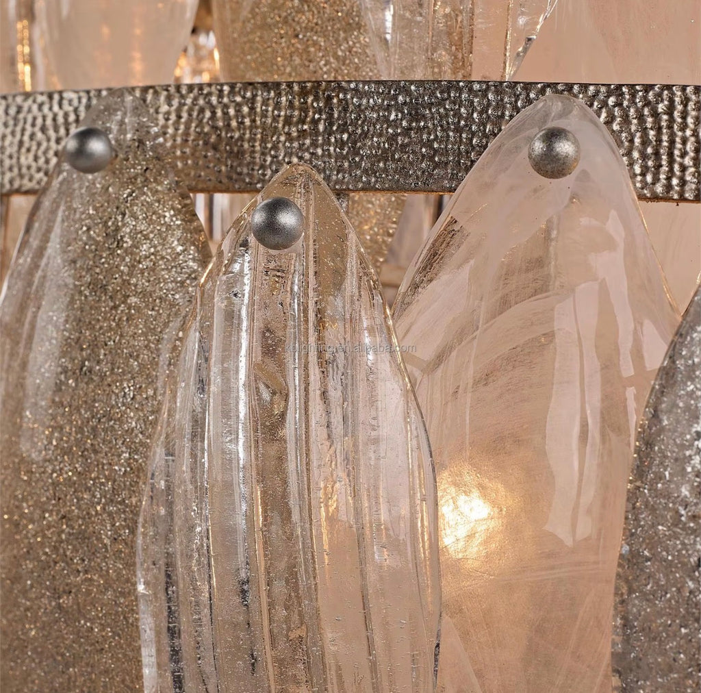 Aria 7-Tier Gradient Champagne Speckled Leaf Chandelier