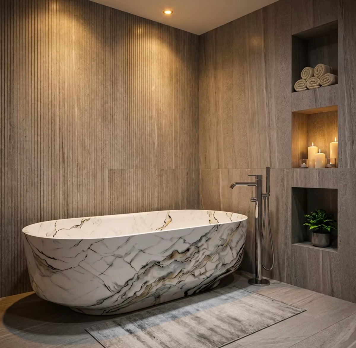 BELLISSIMA CALACATTA VEIN ARTIFICIAL STONE FREESTANDING BATHTUB
