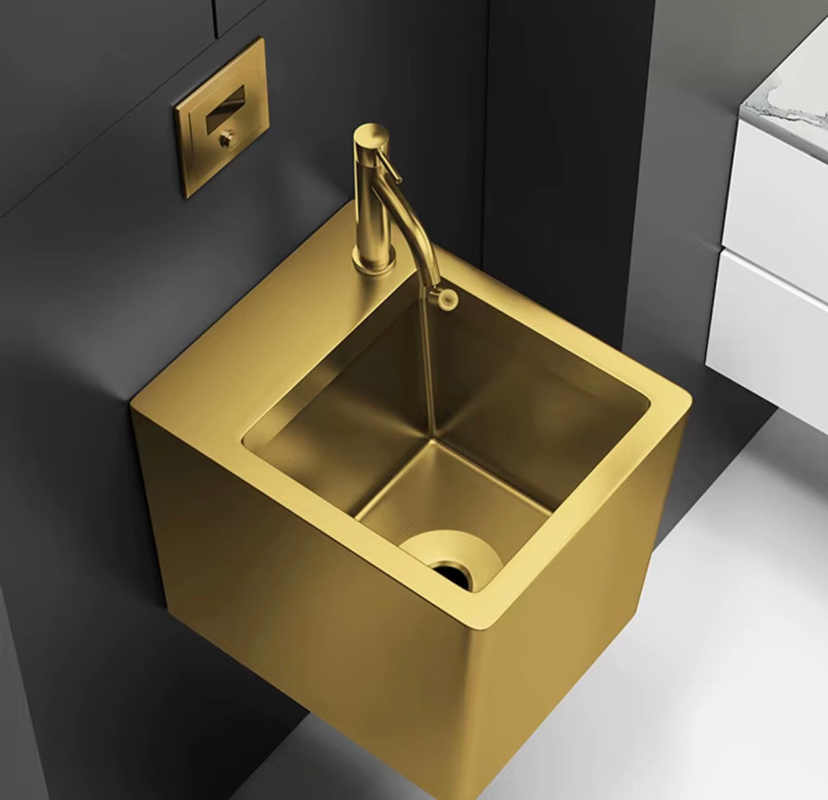 MILANO BRUSHED STAINLESS STEEL WALL-MOUNTED SINK