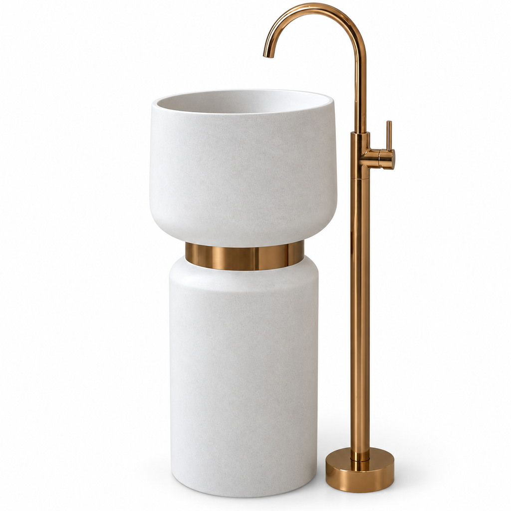 Aveline European Artificial Stone Pedestal Sink