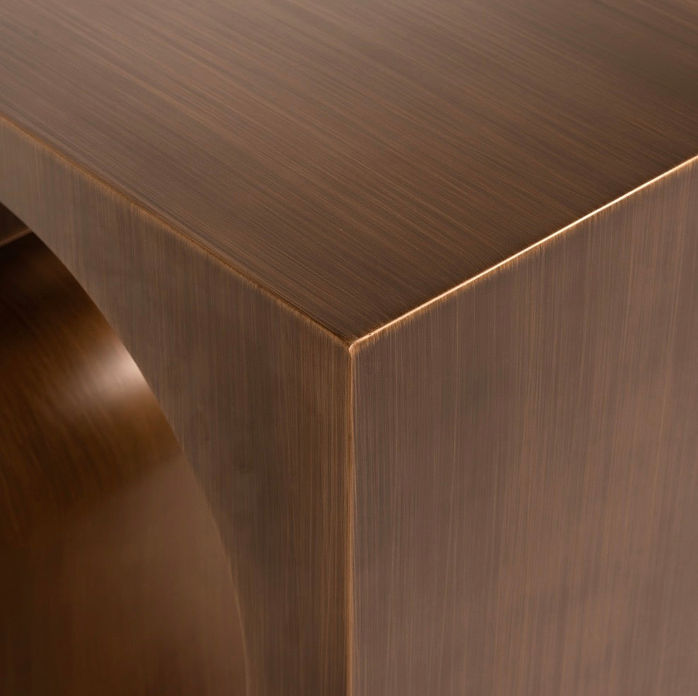 Lugano Sculptural Brushed Gold Console Table