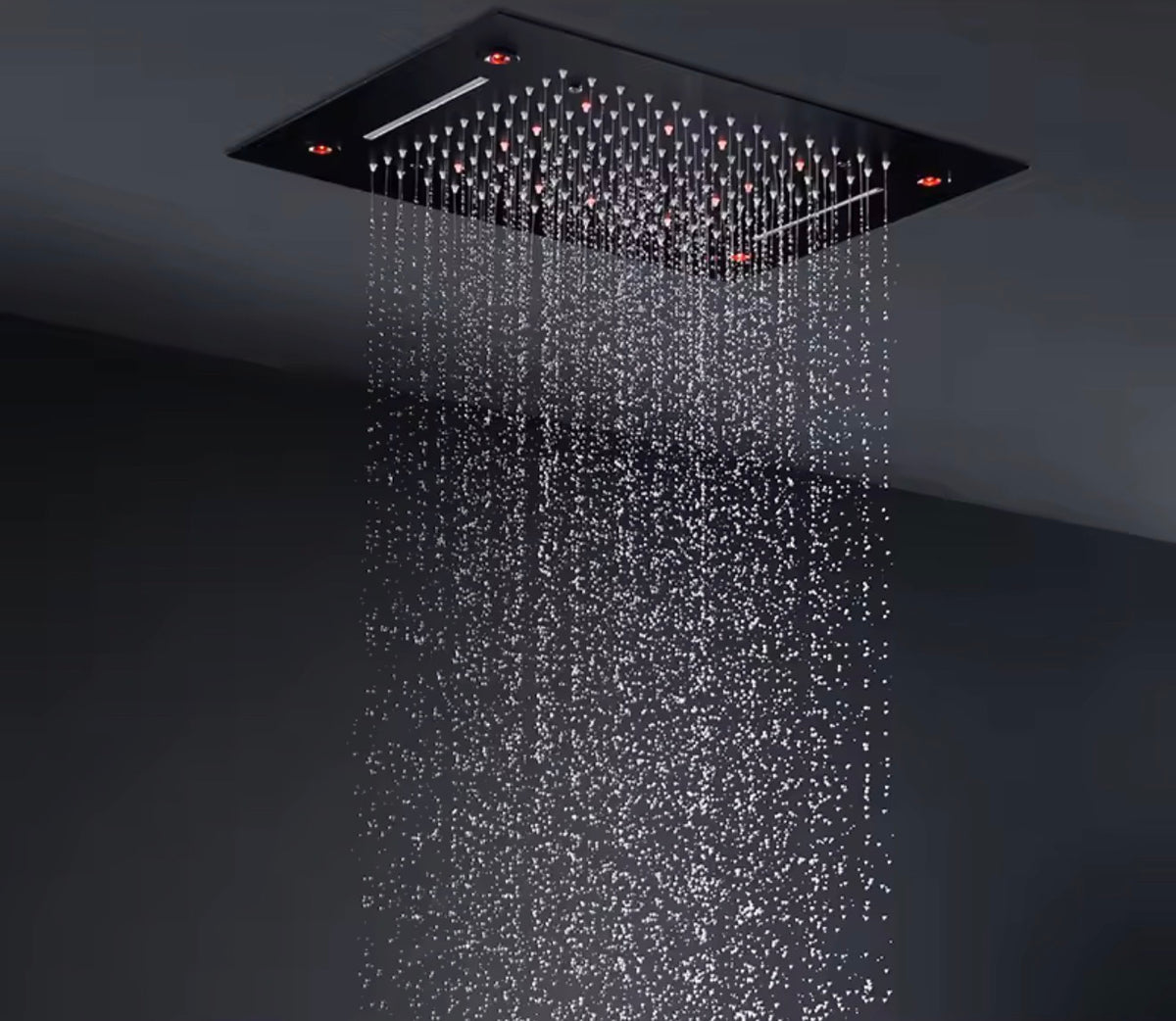 AURA Matte Black LED Shower Head Panel Waterfall Shower System
