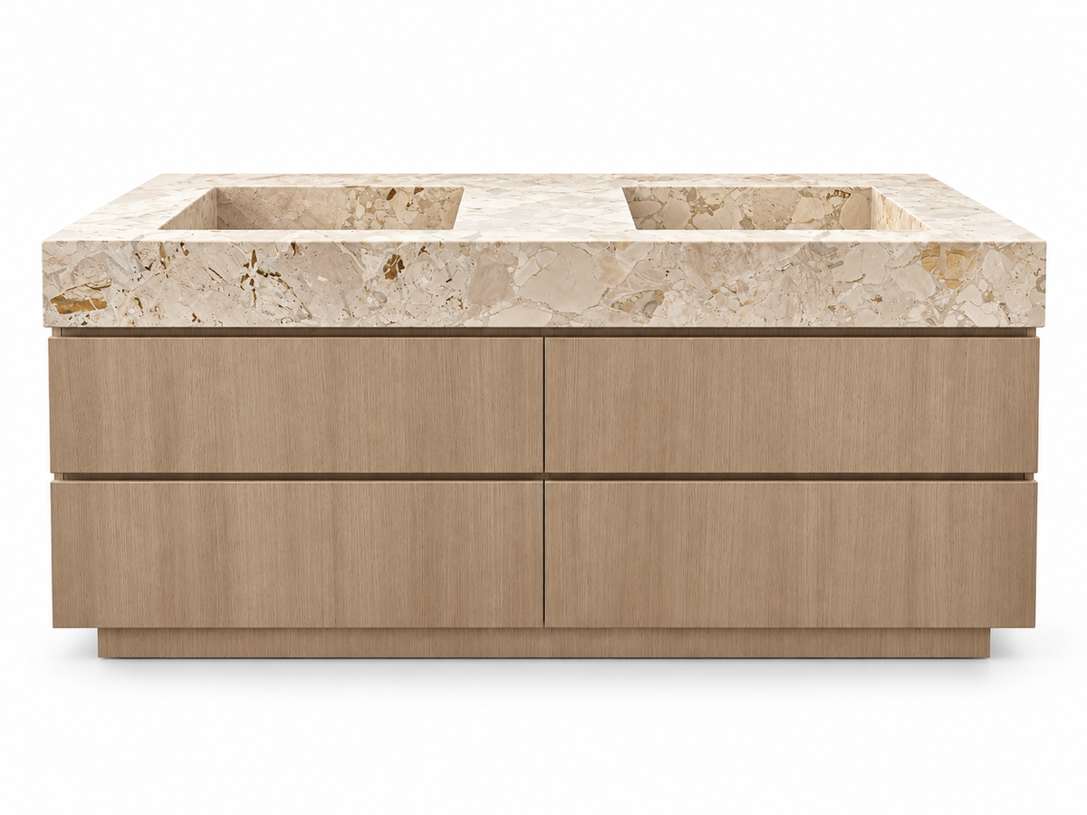 Serafina Breccia Silica Marble Double Bathroom Vanity