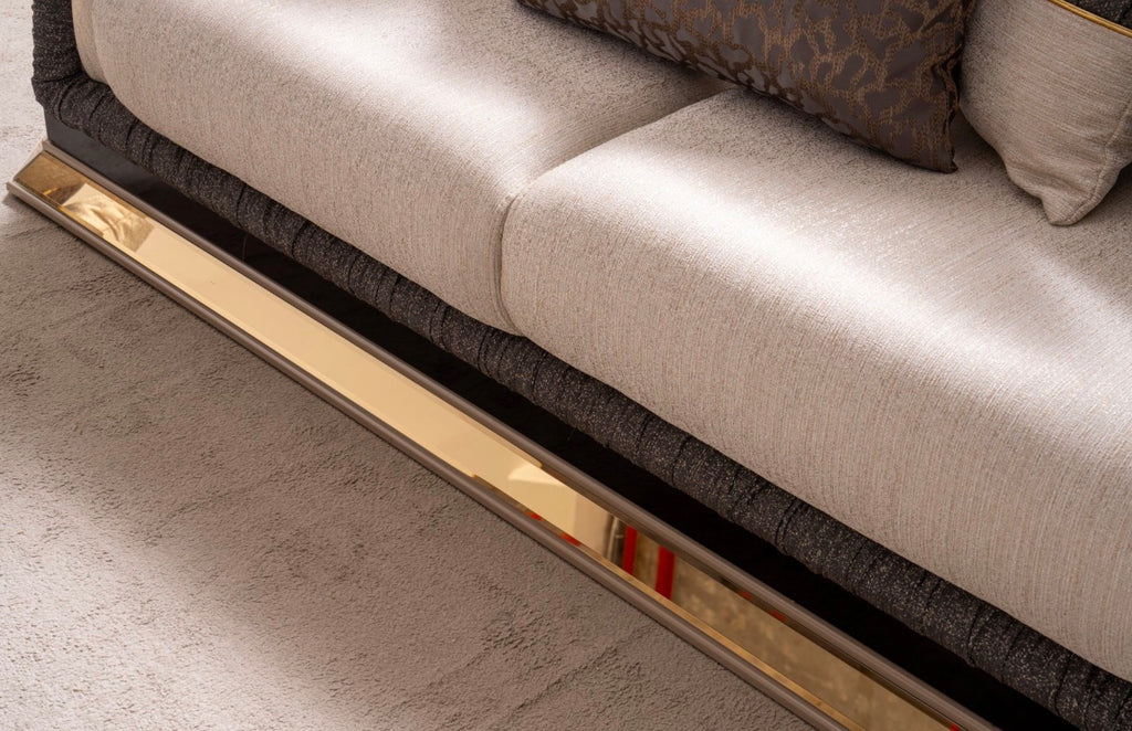 Casa Milano Diamond Collection Luxury Sofa Set with Gold Accents