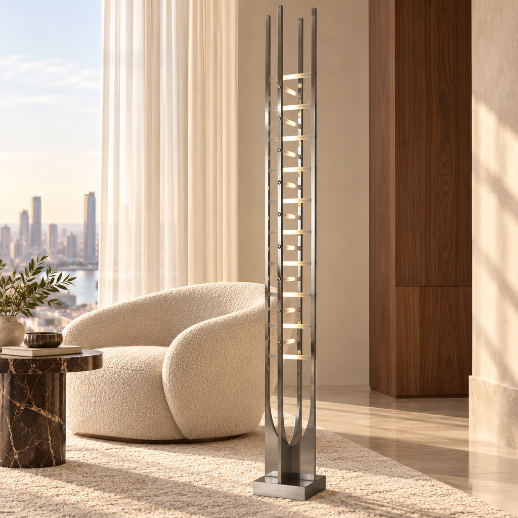 Alessandro Sculptural Stainless Steel LED Floor Lamp