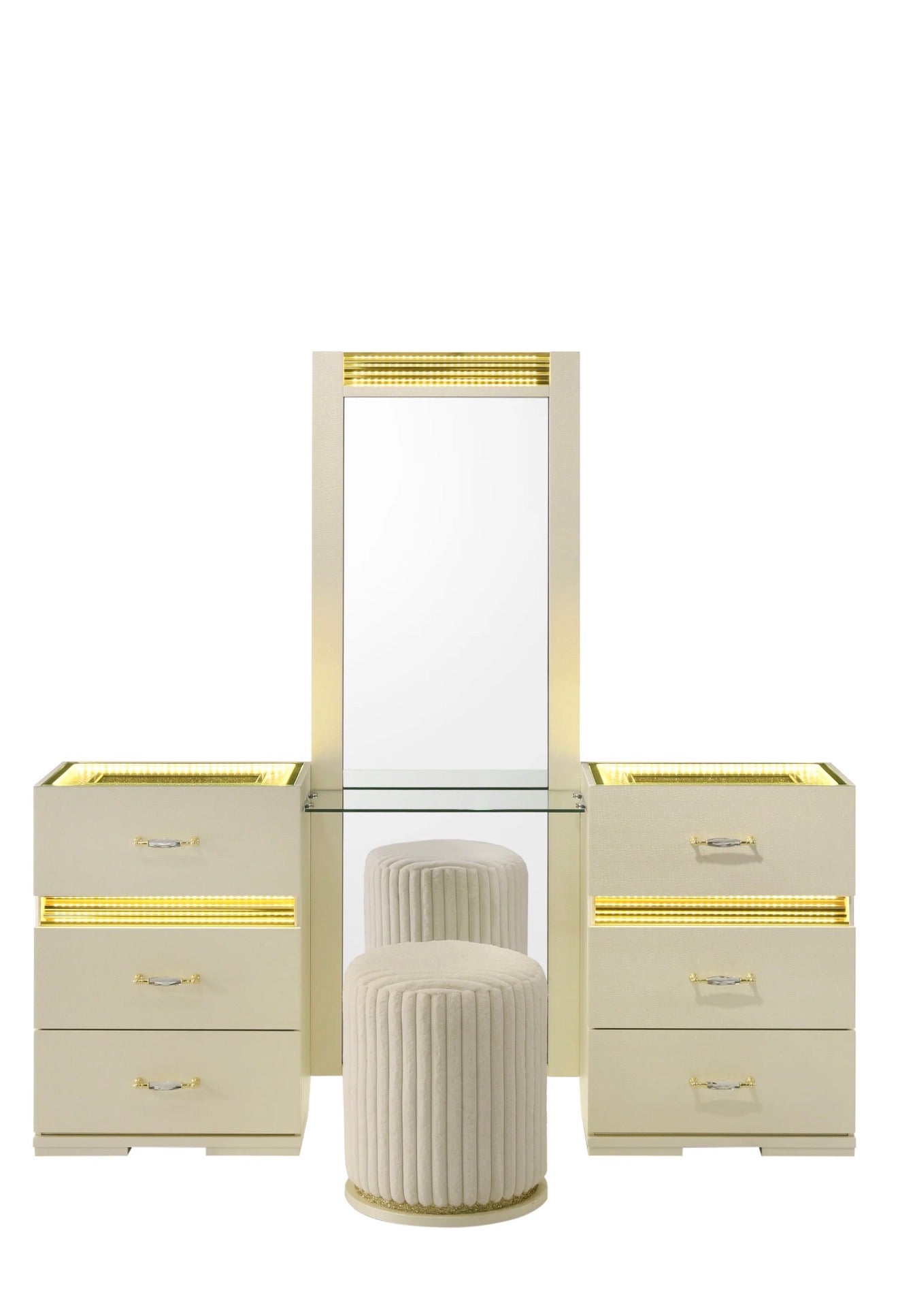 Casa Milano Brillia Luxe Vanity Set with LED Mirror & Stool