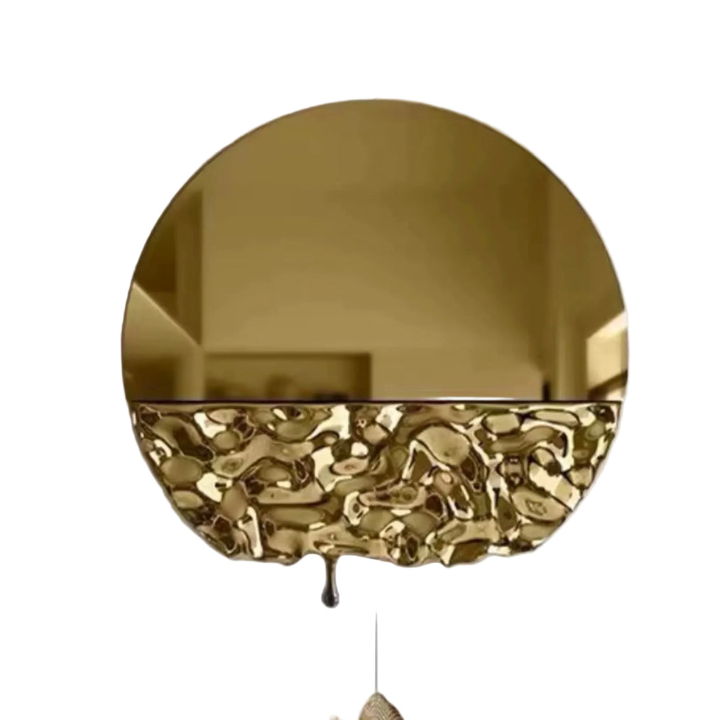 Marcella Sculptural Stainless Steel Round Wall Mirror