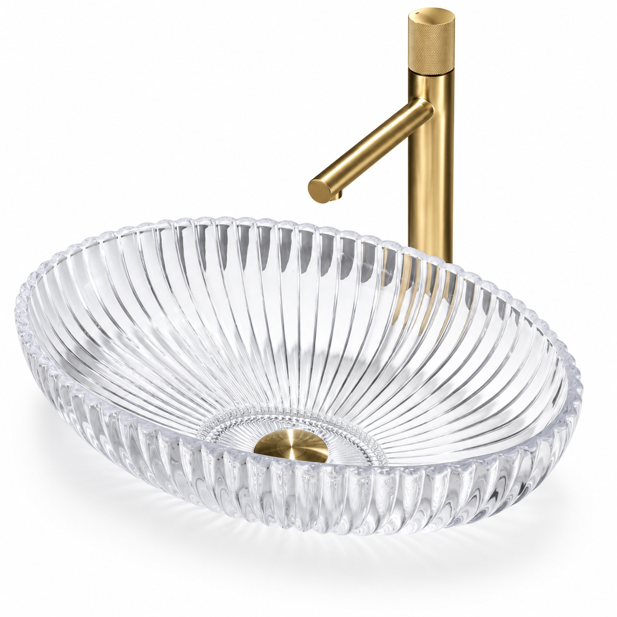 VENEZIA FLUTED GLASS OVAL VESSEL SINK
