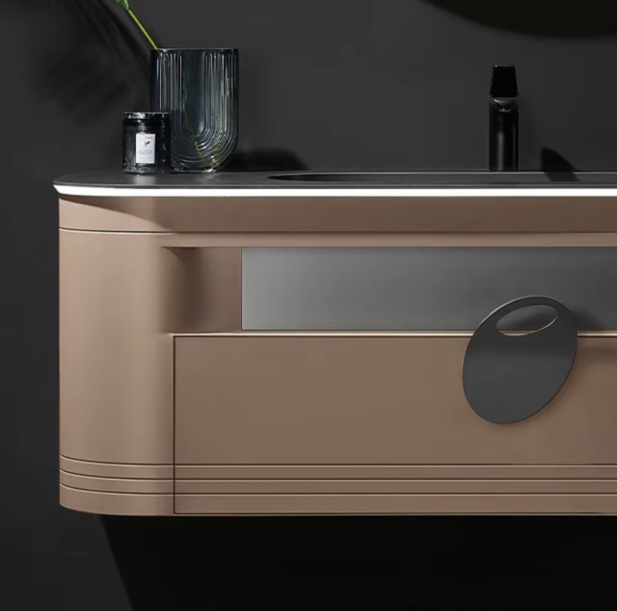 Ophelia Luxury Stainless Steel Bathroom Vanity with LED Touch Mirror