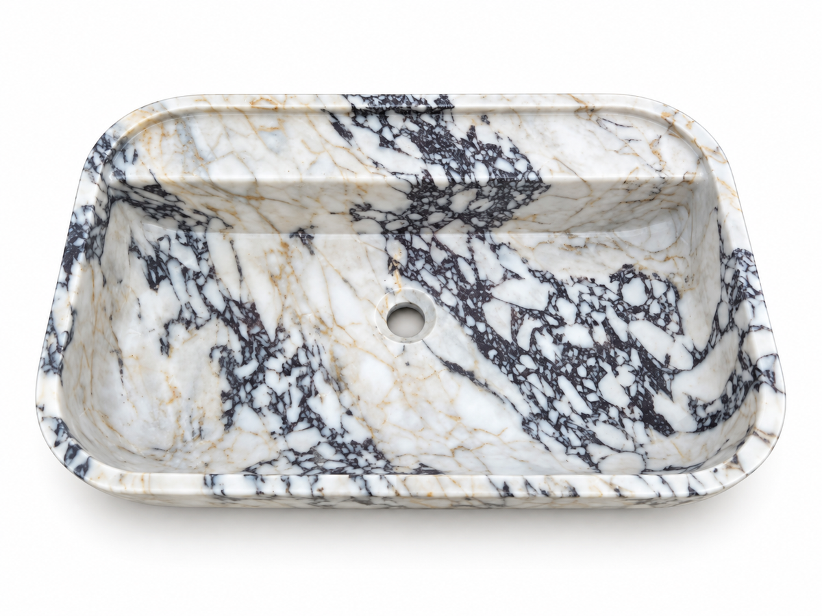Calacatta Viola Marble Rectangular Vessel Sink