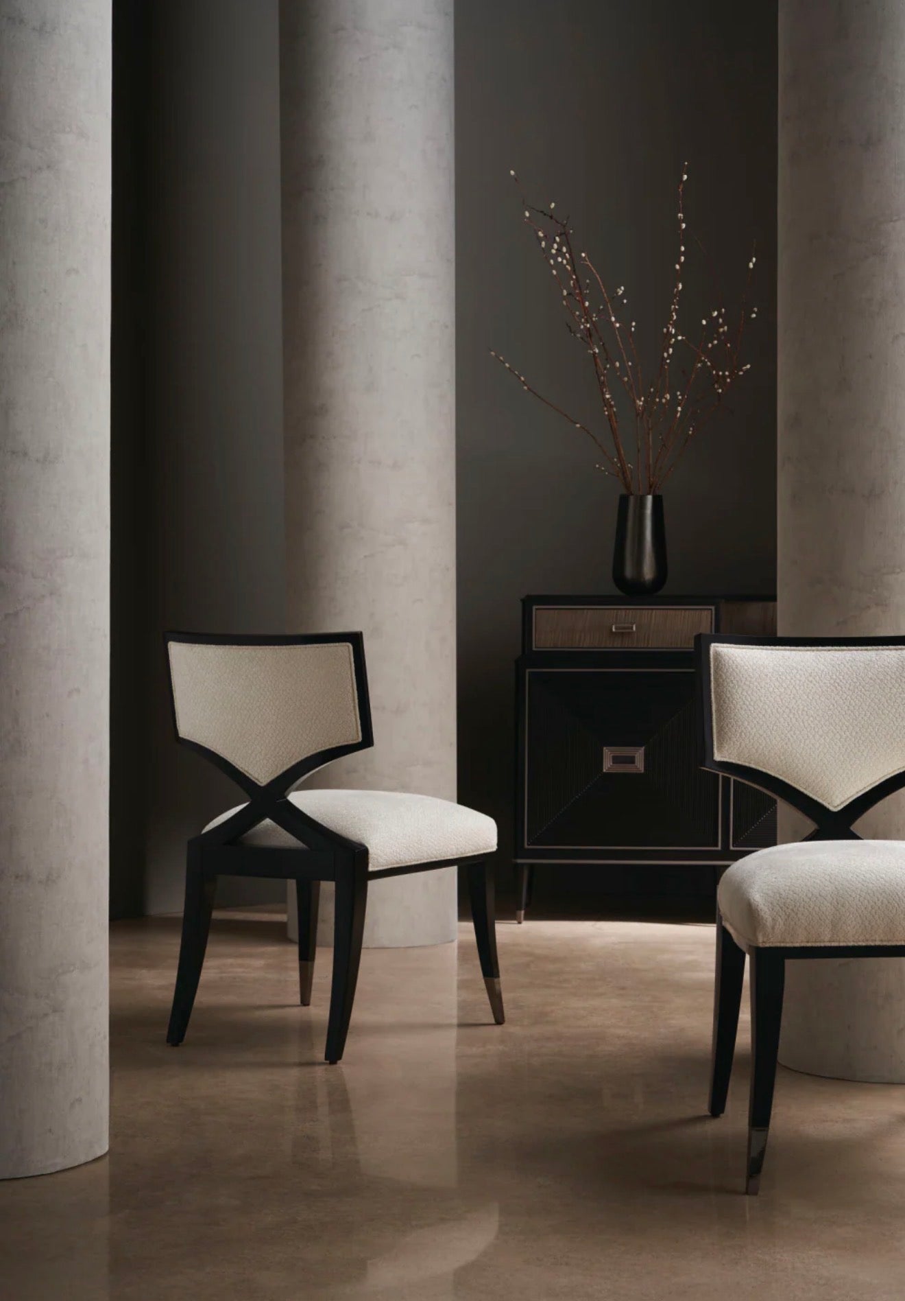 Casa Milano Ivory Chenille Statement Dining Chair