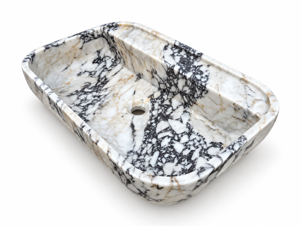 Calacatta Viola Marble Rectangular Vessel Sink
