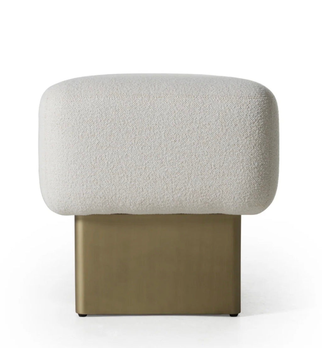 Casa Milano – Modern Triumph Upholstered Bench (White Fabric & Gold Base)