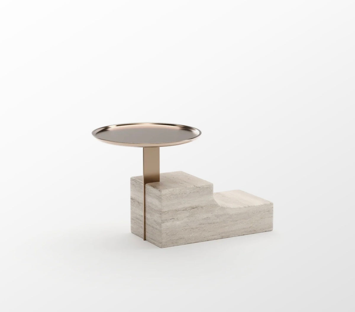 Caracole Overlap Integrated Marble & Travertine Nightstand
