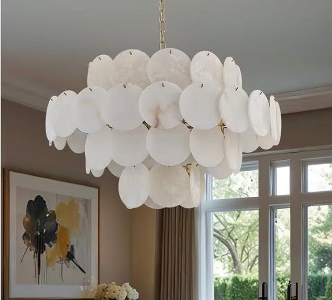 Alsina 4-Tier Brass Alabaster Chandelier