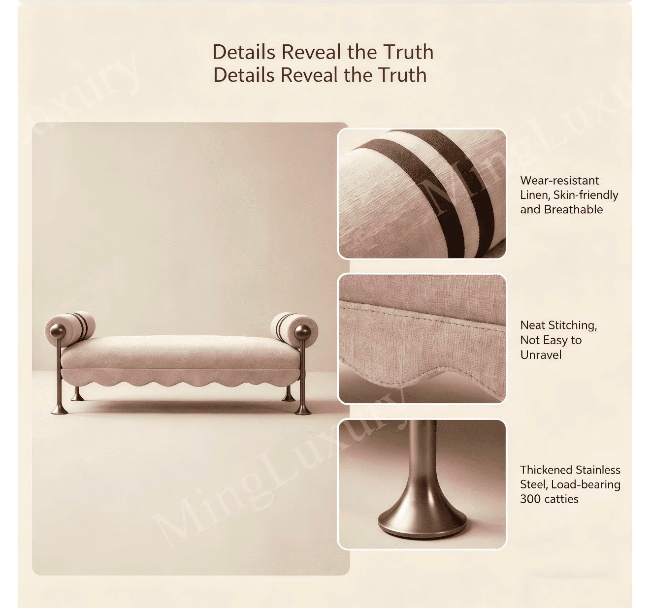 Bellini Scalloped Accent Bench
