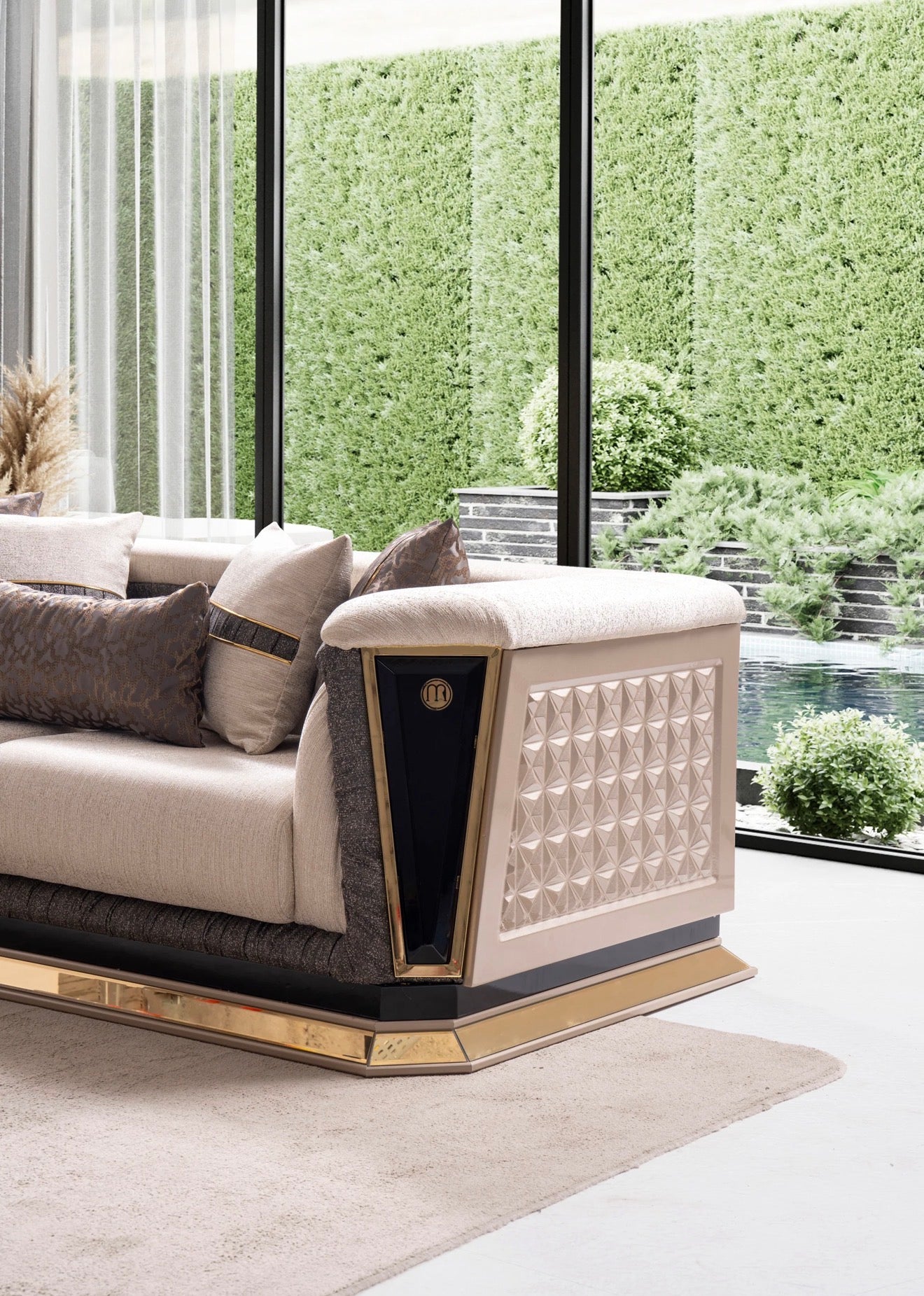 Casa Milano Diamond Collection Luxury Sofa Set with Gold Accents