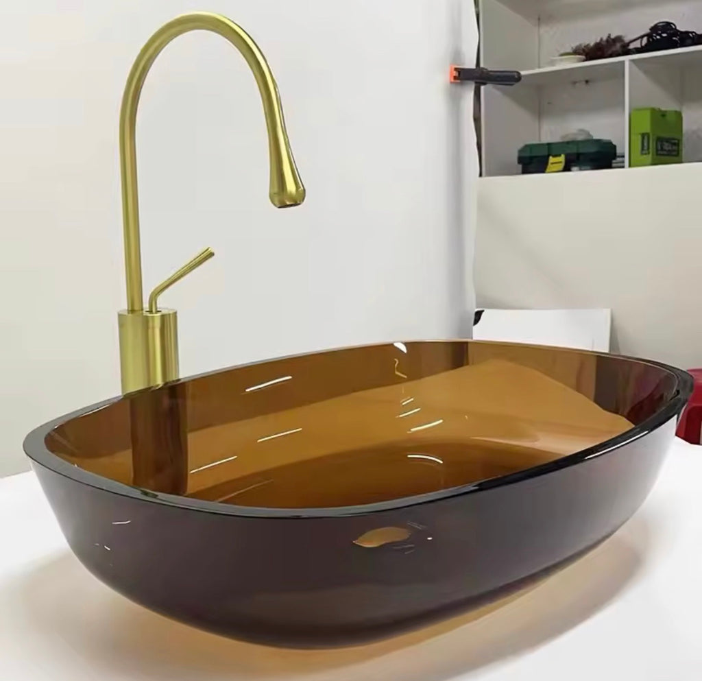 Nerina Oval Tempered Glass Vessel Sink