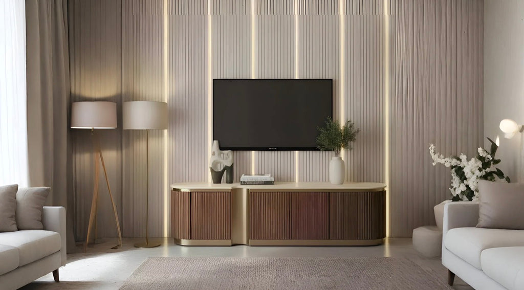 Casa Milano Valente TV Console – Walnut & Cream White