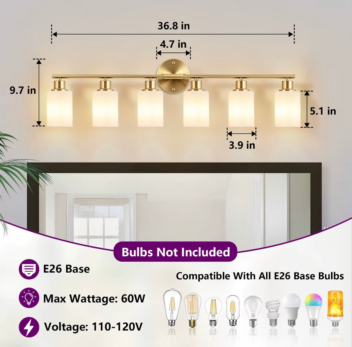 Marielle Frosted Glass Vanity Light
