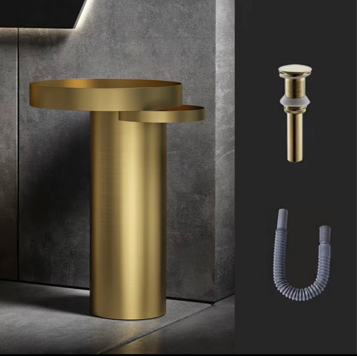 Vittoria Round Stainless Steel Pedestal Sink Set