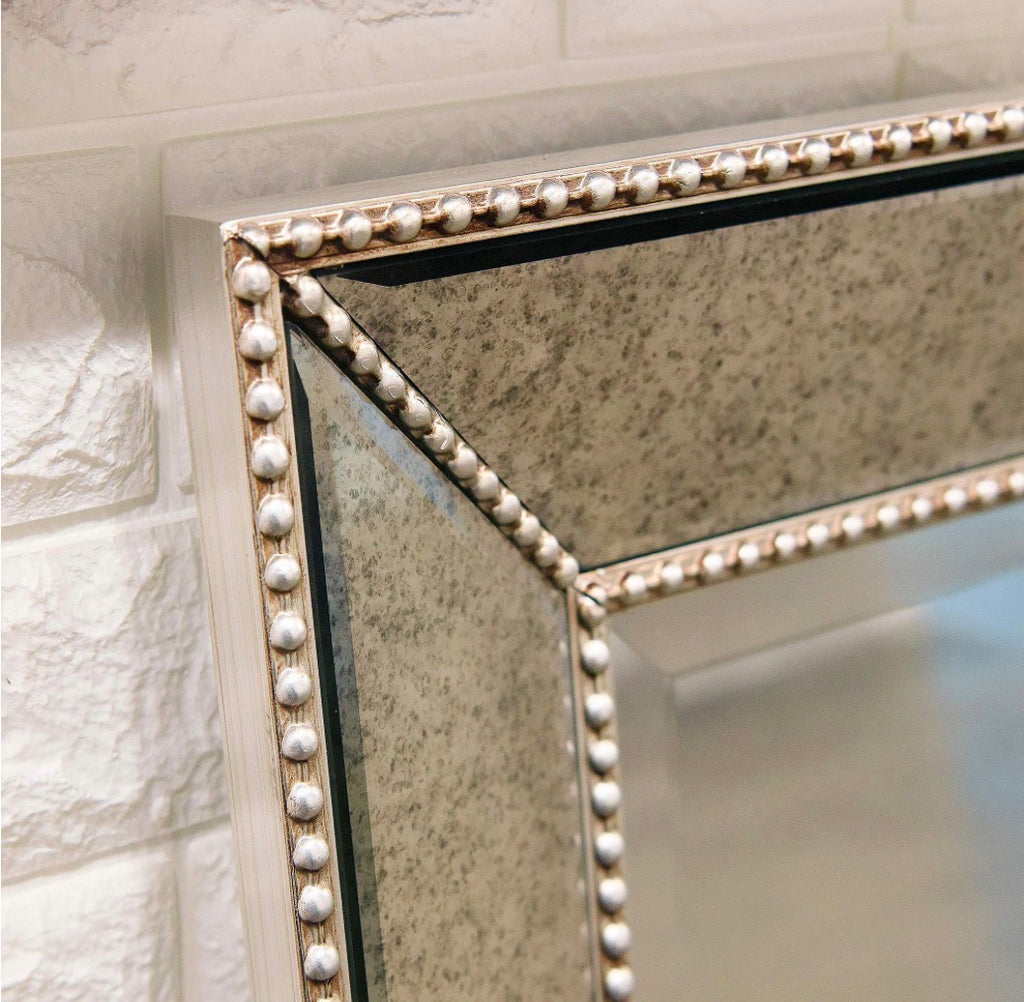 Casa Milano – Aura Bonita Champagne Beaded Cheval Mirror (18” x 64”)