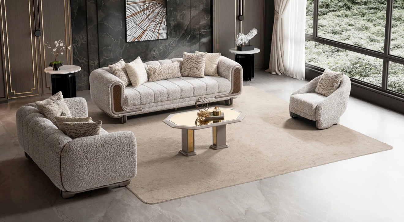Casa Milano - Lora Luxury Living Room Set – Textured Fabric Design