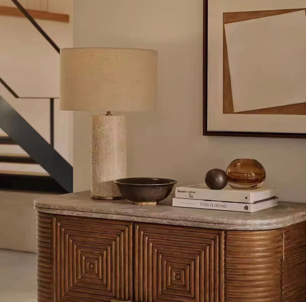 PAMELA TRAVERTINE MARBLE TABLE LAMP