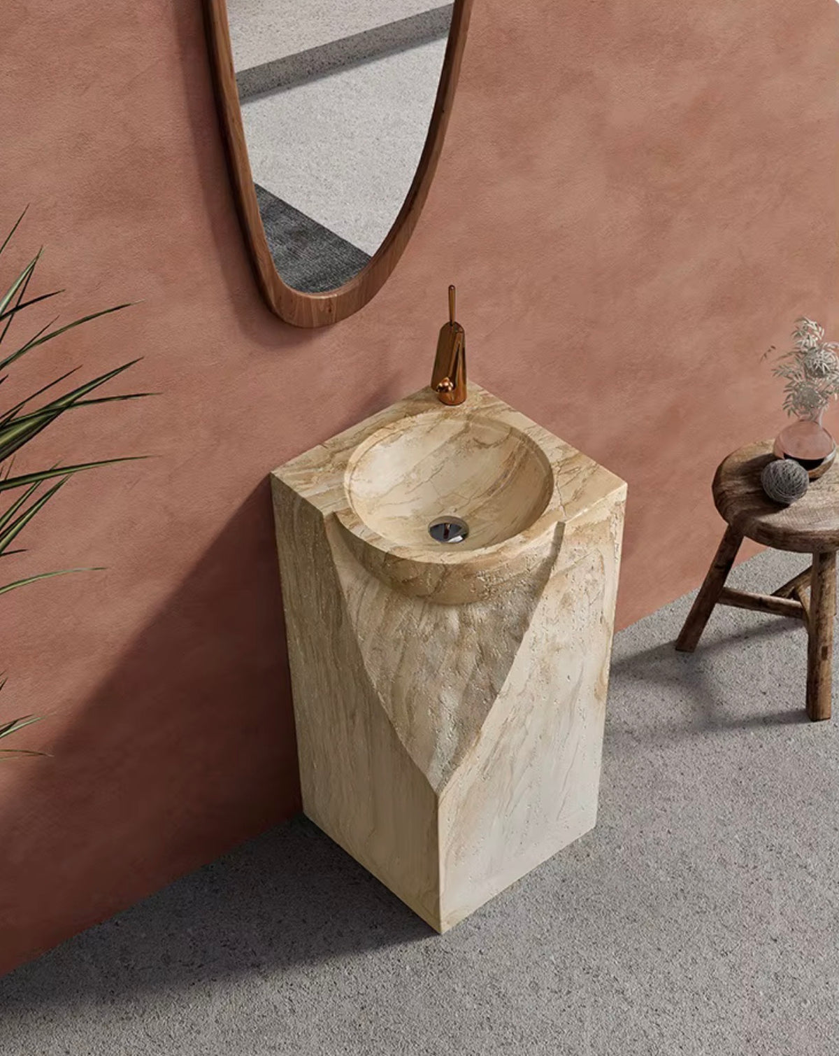 Emilia Sculpted Stone Pedestal Sink