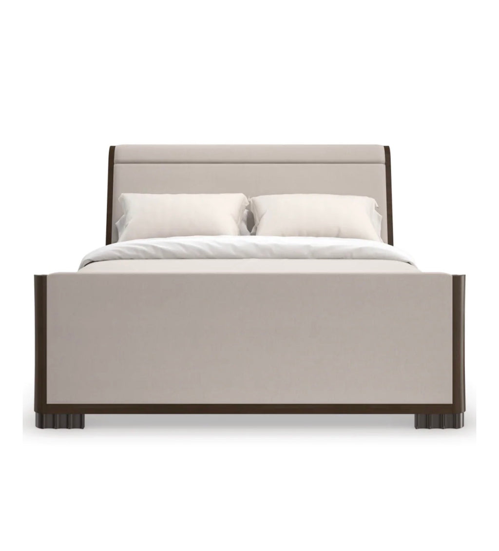 Casa Milano Dark Brown Modern Queen Bed – Upholstered Slow Wave Design