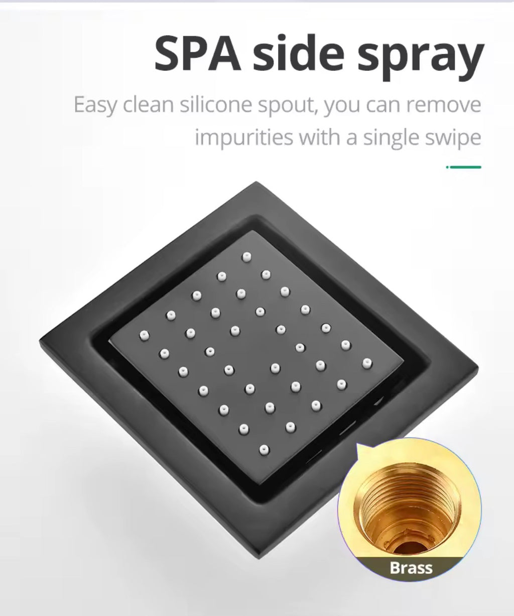 AURA Matte Black LED Shower Head Panel Waterfall Shower System