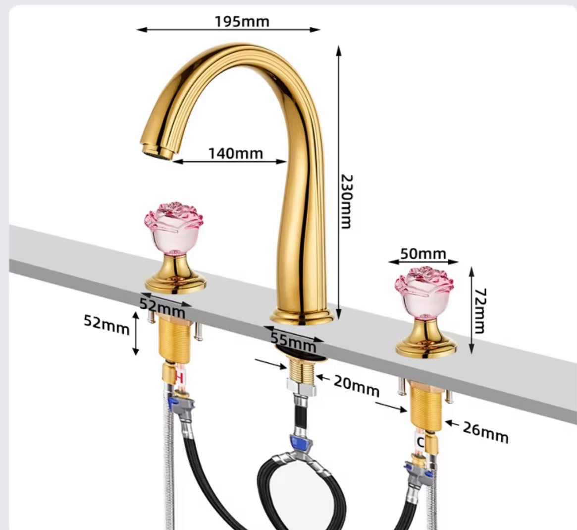 Fiorenza Crystal & Brass Widespread Faucet