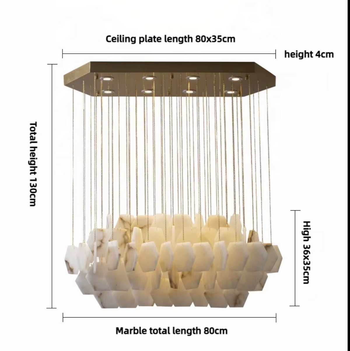 Solenne Rectangular Alabaster Chandelier