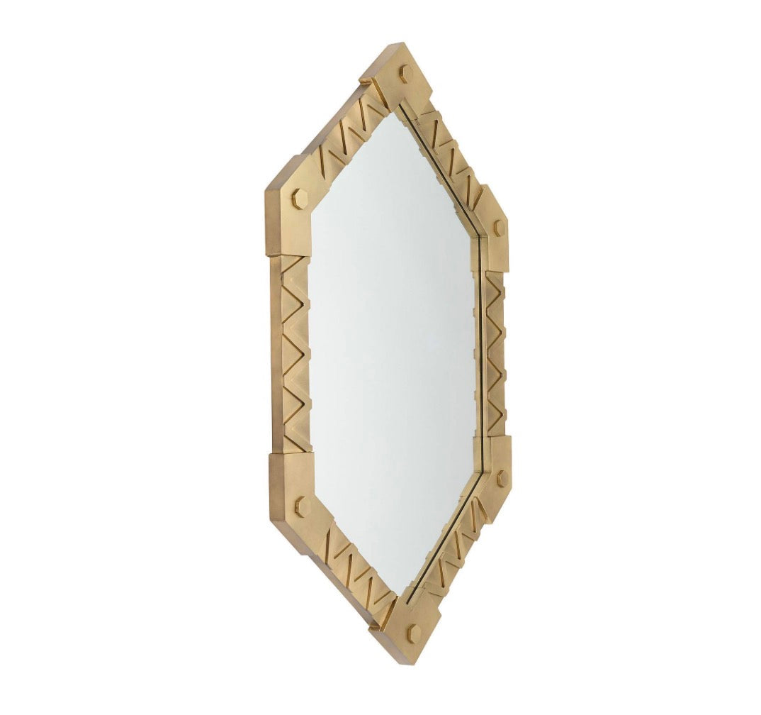 Casa Milano – Holt Antique Brass Geometric Wall Mirror