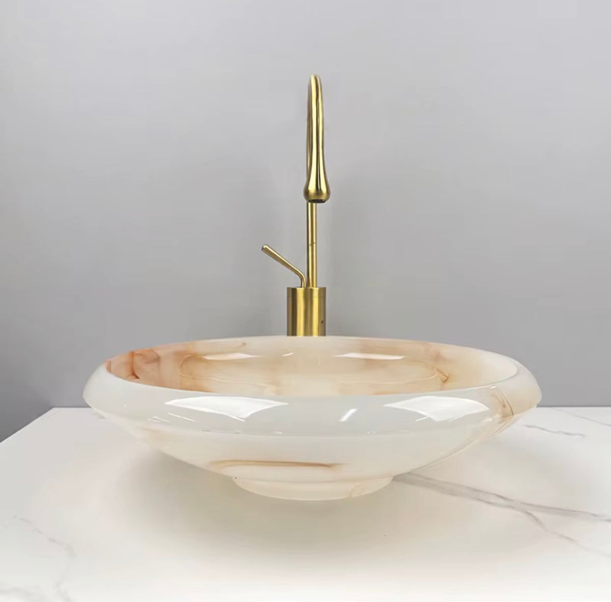 Alessia Warm Ivory Vessel Sink Set