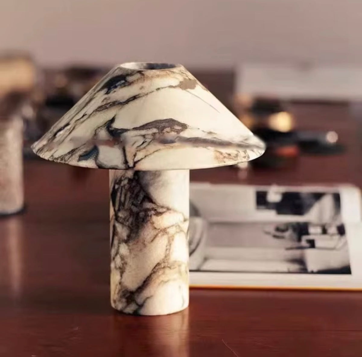 NATURAL MARBLE MUSHROOM TABLE LAMP