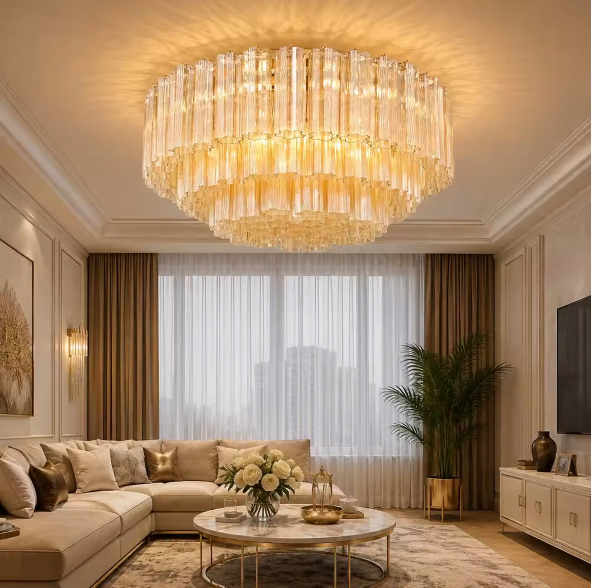 VIRELIA TIERED GLASS FLUSH MOUNT