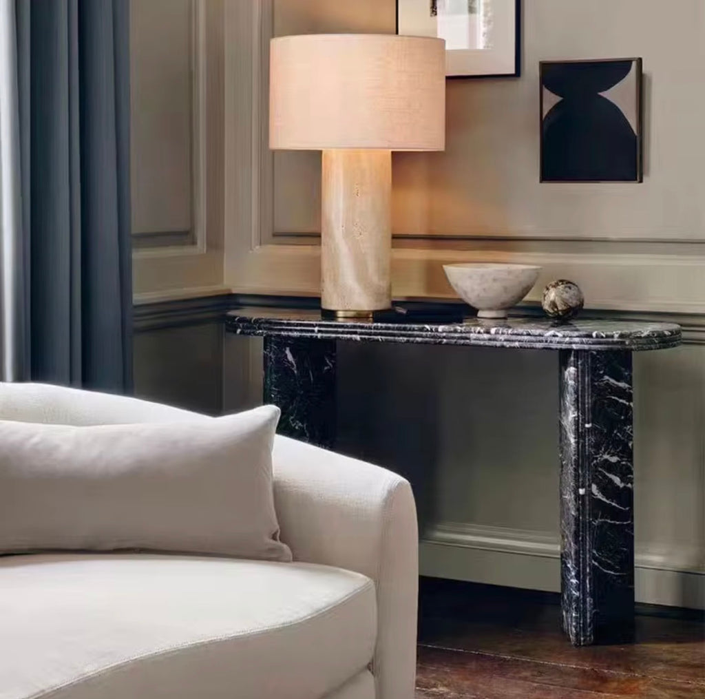 PAMELA TRAVERTINE MARBLE TABLE LAMP