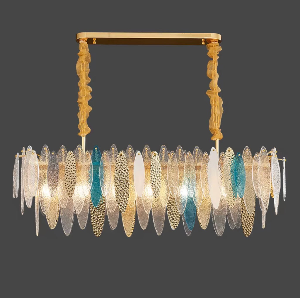 Melia Glass Leaf Linear Chandelier