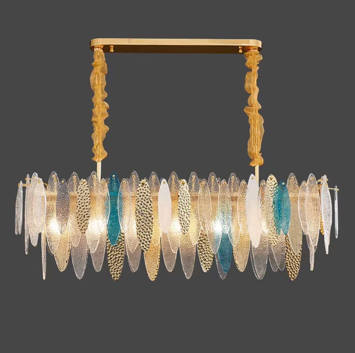 Melia Glass Leaf Linear Chandelier