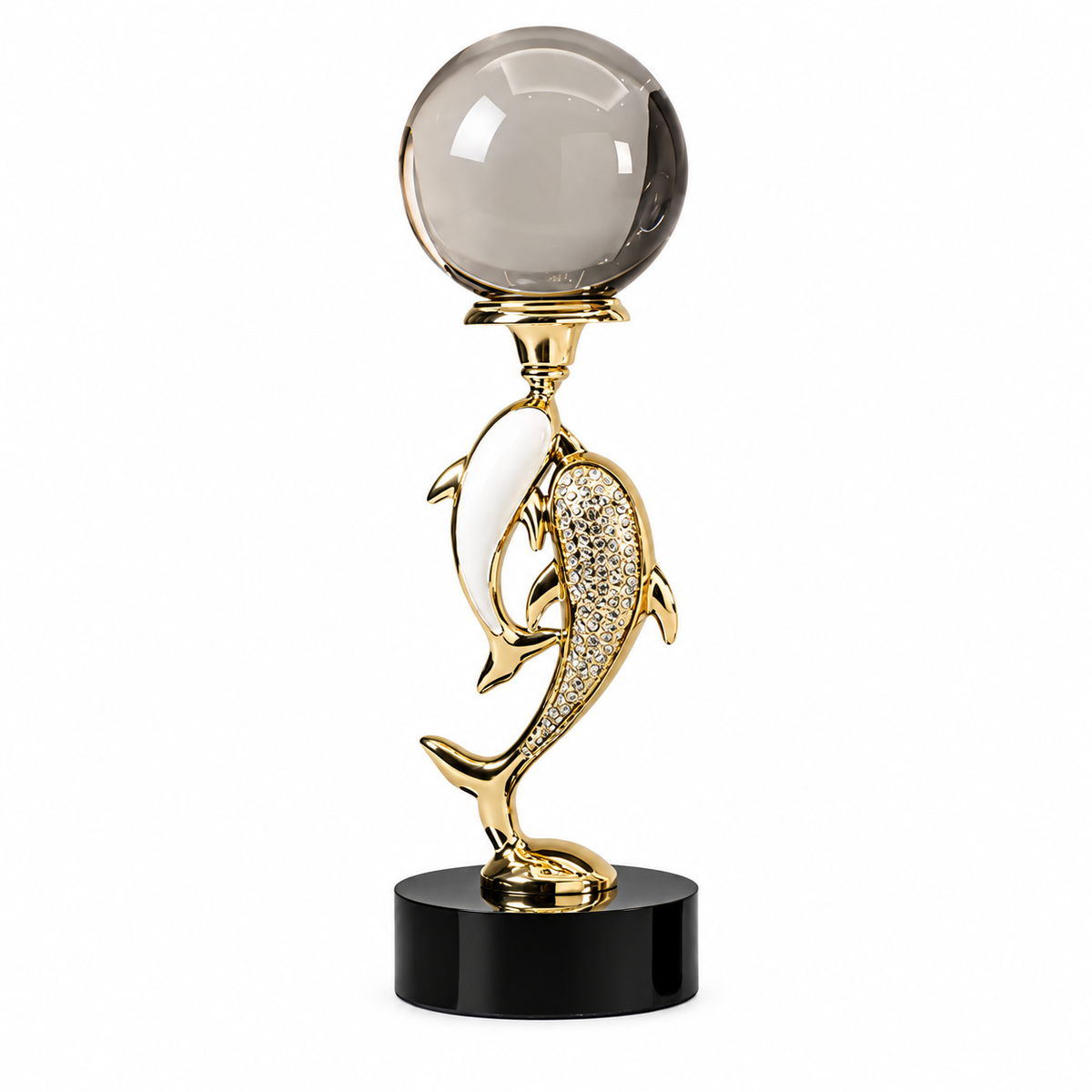 Marina Dolphin Crystal Sphere Sculpture