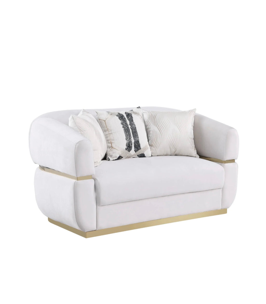 Casa Milano Carmela Living Room Set – Ivory Cream Velvet