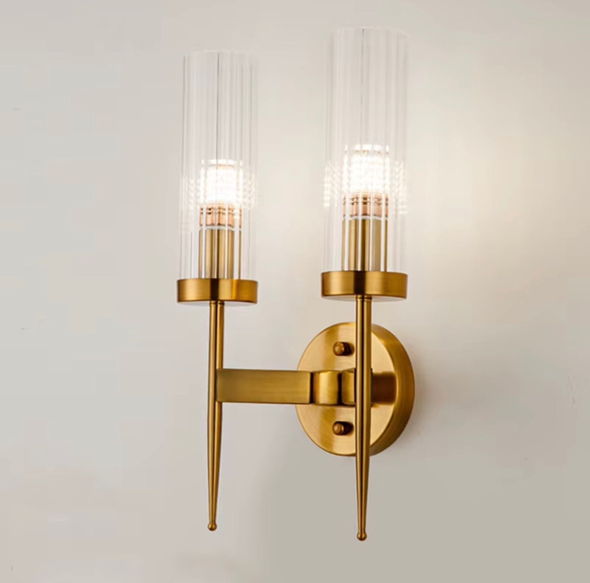 Arianne Clear Glass & Brass Wall Sconce