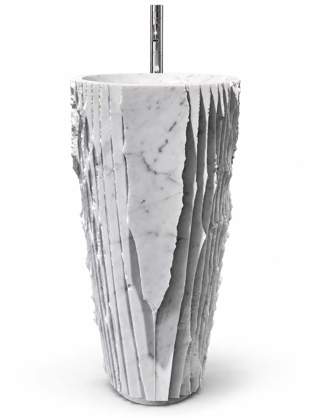 Vittoria Sculptural Carrara Marble Pedestal Sink