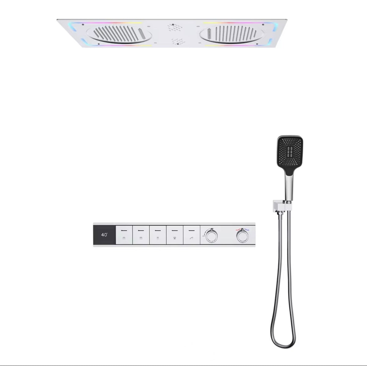 LUCIANO 5-FUNCTION THERMOSTATIC DUAL RAIN SHOWER SYSTEM