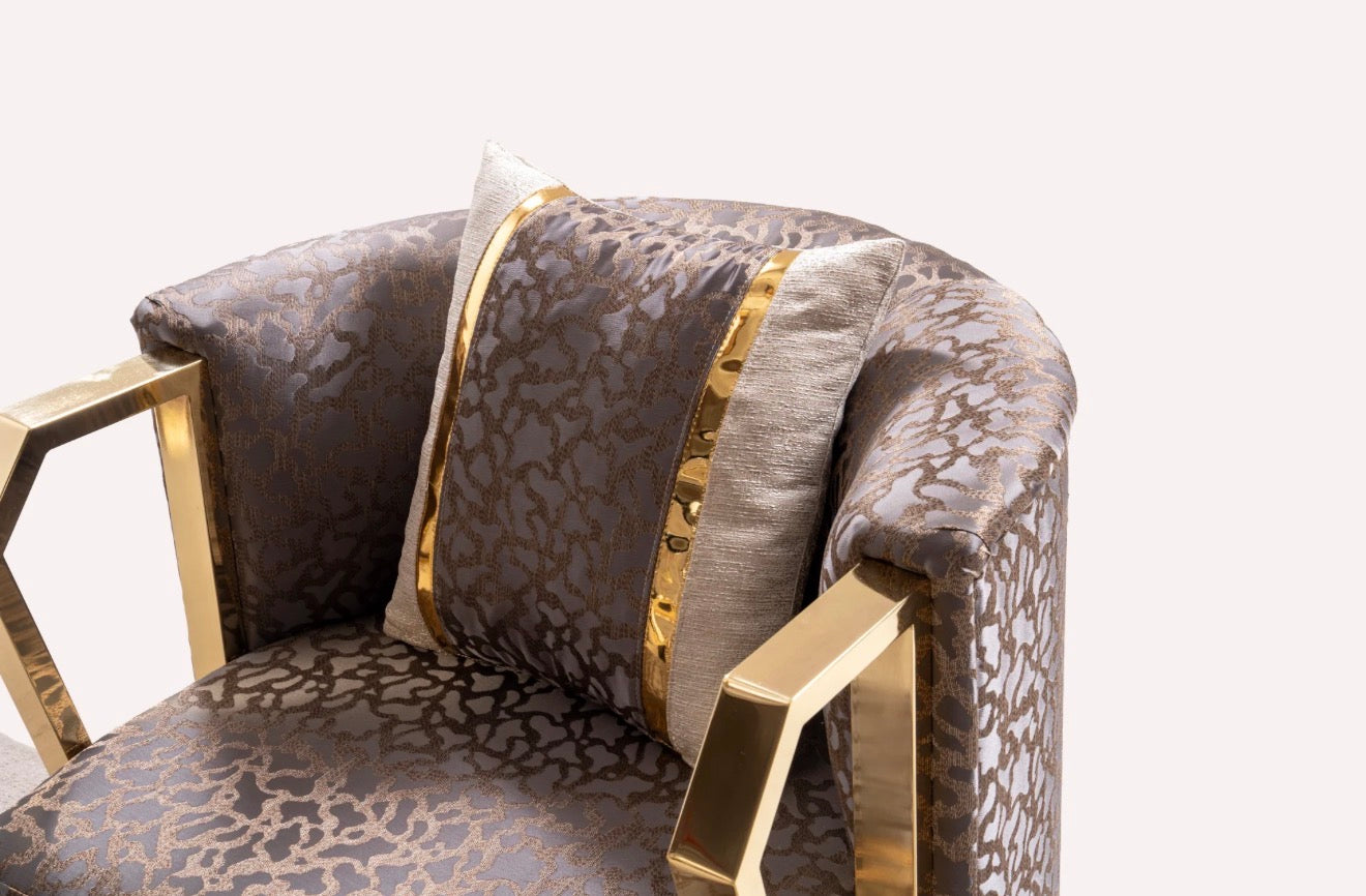 Casa Milano Diamond Collection Luxury Sofa Set with Gold Accents