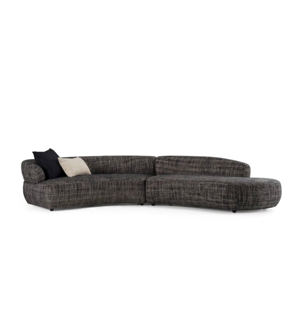 Casa Milano Lakota Modern Curved Sectional Sofa – Dark Gray Fabric
